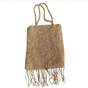 Vintage Boho Mini Gold Beaded Fringe Evening Bag